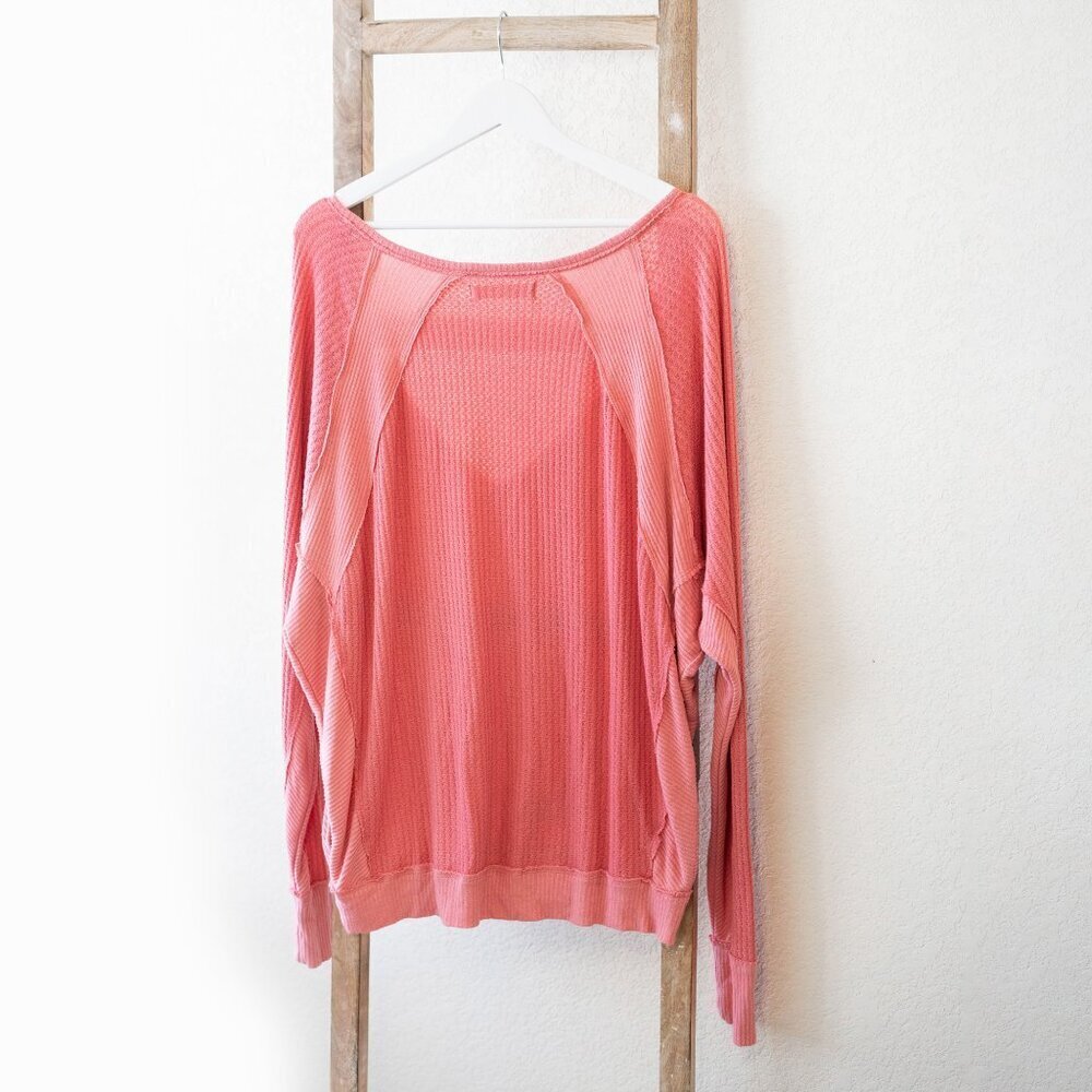 Free People Santa Clara Top Sz M Pink Knit Long Sleeve Oversized Sweatshirt - Picture 2 of 12